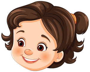 Vector illustration of a happy, smiling young girl