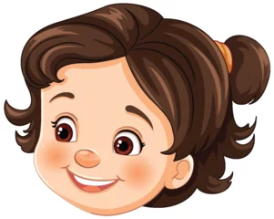 Türaufkleber Kinder Vector illustration of a happy, smiling young girl