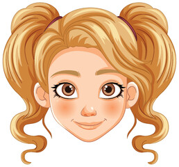 Vector illustration of a cheerful young girl's face