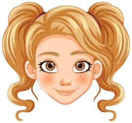Türaufkleber Kinder Vector illustration of a cheerful young girl's face