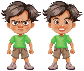 Fototapete Kinder Vector illustration of boy showing different emotions