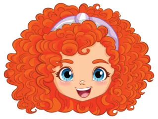 Türaufkleber Kinder Vector illustration of a smiling girl with red curls