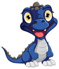 Adorable blue dinosaur illustration with a big smile