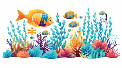 Fototapeta na wymiar An underwater world teeming with colorful fish 