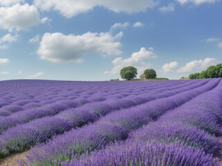 Lavender field and sky. AI generated.