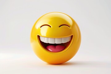 3D Vector 3D Emoji Laughing Or Happy Isolated On White