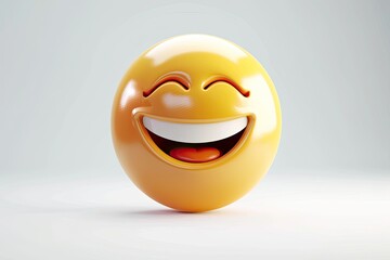 D Vector 3D Emoji Smile Isolated On White