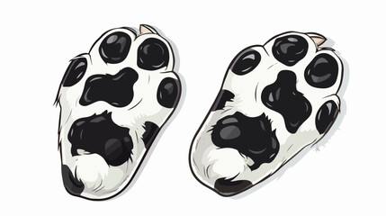 Black and White cow cats spotted paw pad . flat vector