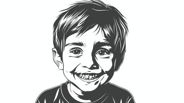 Black and white portrait of smiling little boy  flat