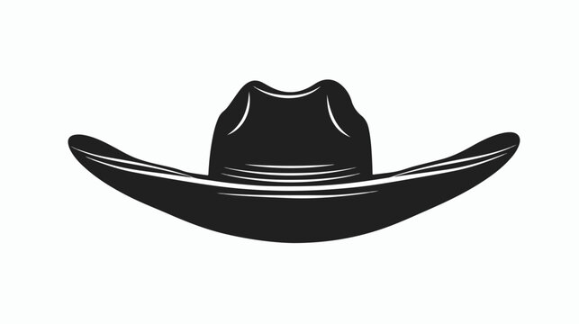 black hat silhouette of a sombrero hat in flat style.
