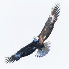 majestic bald eagle soaring through blue sky
