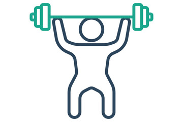 lifting barbell icon. icon related to sport, gym. line icon style. element illustration.