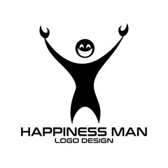 Happiness Man Vector Logo Design