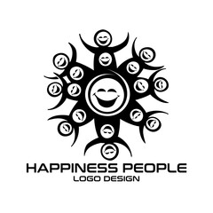 Happiness People Vector Logo Design