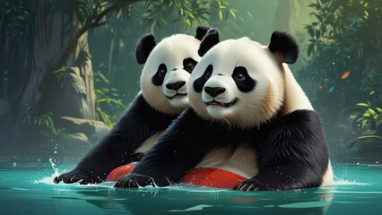Obraz premium panda face or cute panda or ilustration of panda