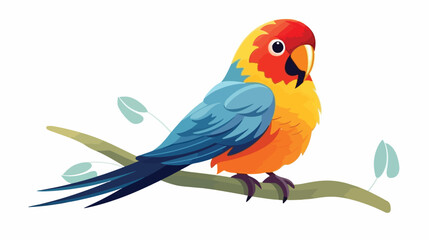Cute parrot cartoon on white background flat vector