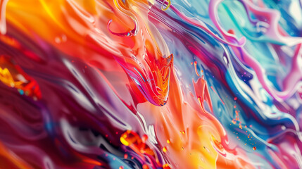 Vibrant colorful curve dynamic fluid wallpaper. - obrazy, fototapety, plakaty