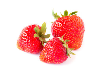 Fresh strawberries isolated on white background