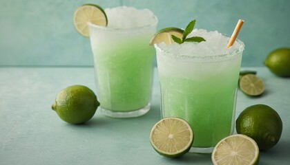 Refreshing summer drink lime frozen cooler or slushie