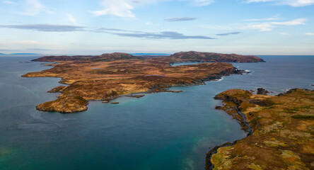 Coast on East Coast of Atlantic Ocean. Aerial Nature Background.