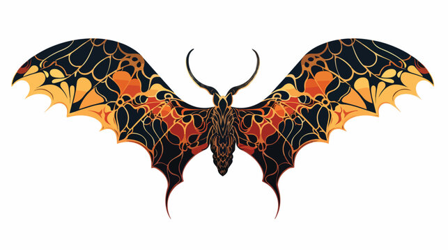 Decorative Bat. Patterned design flat vector 