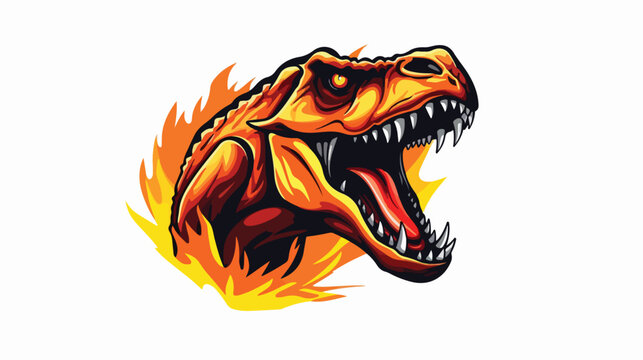 Dinosaur T rex Dino Fire Flames Icon Logo 