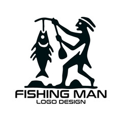 Fishing Man Vector Logo Design