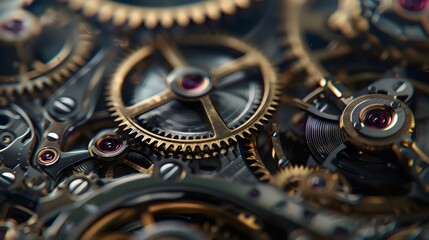 Precision, Mechanics, Gears, Cogs, Watch, Movement, Engineering, Intricate, Timepiece, Craftsmanship, Machinery, Detail - obrazy, fototapety, plakaty