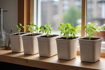 Seedlings of vegetables for planting in the open ground in the garden are grown on the windowsill - preparation for the summer season, subsistence farming