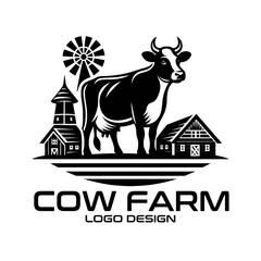 Cow Farm Vector Logo Design
