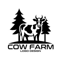 Cow Farm Vector Logo Design