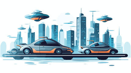 A futuristic cityscape with flying cars and advanced