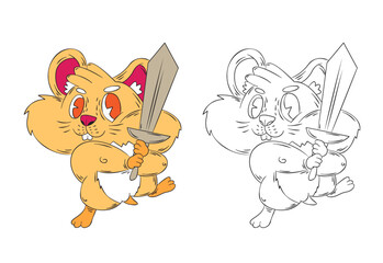 doodle animal illustration for coloring page drawing book
