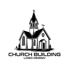 Church Building Vector Logo Design