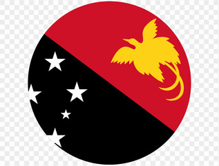 Papua New Guinea flag button on png or transparent background. vector illustration.