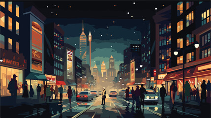 Slats personalizados com paisagens com sua foto A bustling city street at night with colorful light