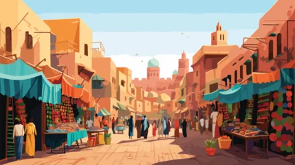 Foto op Canvas A bustling souk in Marrakech with narrow alleyways © Ideas