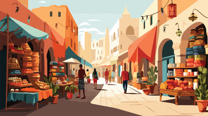 A bustling souk in Marrakech with narrow alleyways - obrazy, fototapety, plakaty