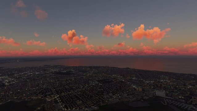 Sunset drone aerial view of the city of Odessa. Ukraine