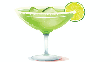 A classic margarita with a salted rim and lime 