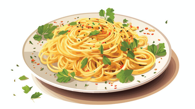 Aliha34 A traditional plate of spaghetti aglio e olio with pa