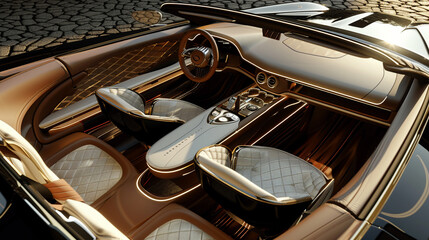 Fototapeta premium Elegance meets functionality in the luxurious modern car interior.