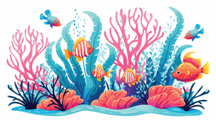 Fototapeta na wymiar Aliha34 A vibrant coral reef with colorful fish and marine li