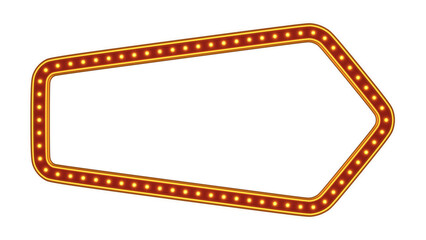 Red frame gold border light glow retro advertising sign on white background. 3d rendering