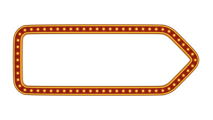 Red frame gold border light glow retro advertising sign on white background. 3d rendering