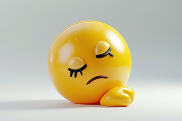 3D Vector 3D Emoji Bored Or Tired Expression Isolated