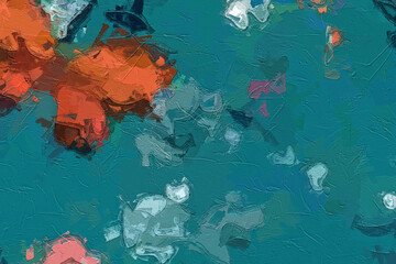 Oil paintings and various flowers, birds, lotus leaves, butterflies, chrysanthemums, ponds