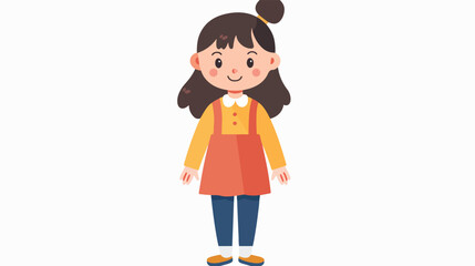 A cute girl Flat vector isolated on white background
