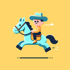 illustration of person riding horse. cartoon flat style