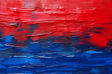 Keuken spatwand met foto カラフルな抽象油絵背景バナー）水平に塗られた鮮やかな赤と青 © Queso